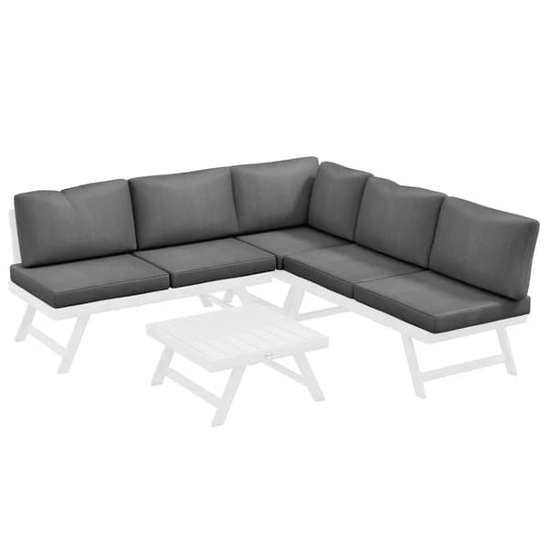 Rootz 4-osainen puutarhaistuin olohuoneen kalusteet - Kulmasohva - Sohvapöytä - Istuintyynyt - Alumiini - Harmaa + Valkoinen - 115 cm x 61 cm x 65 cm