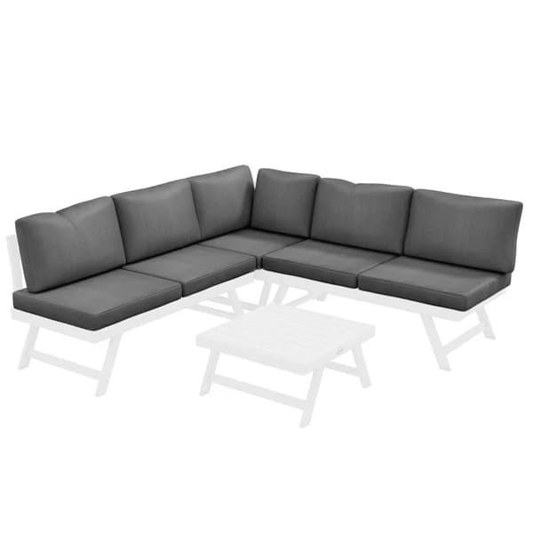Rootz 4-osainen puutarhaistuin olohuoneen kalusteet - Kulmasohva - Sohvapöytä - Istuintyynyt - Alumiini - Harmaa + Valkoinen - 115 cm x 61 cm x 65 cm