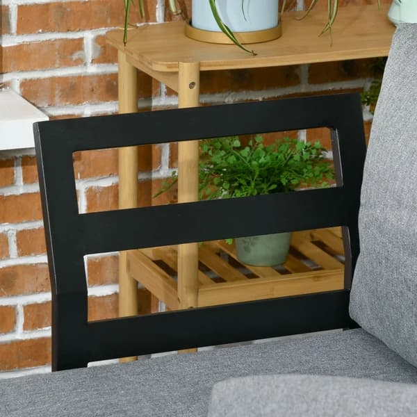 Rootz Trädgårdsmöbelset för 3 personer - Balkongmöbler med sittdynor - Aluminiumram - Trälook - Mörkgrå + Natur - 150L x 78W x 72H cm