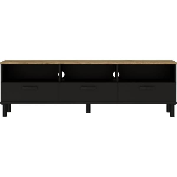 TV-skåp + OXFORD soffbordsset - Industriell stil - Svart ekmelamin - Soffbord: L110 cm och TV-skåp 159 cm