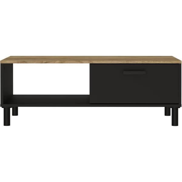 TV-skåp + OXFORD soffbordsset - Industriell stil - Svart ekmelamin - Soffbord: L110 cm och TV-skåp 159 cm