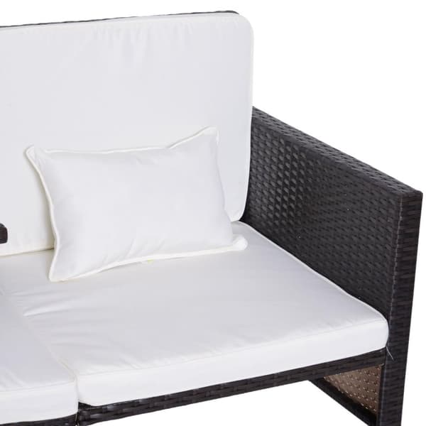 Rootz 3-delt havemøbler - Brun, Hvid - Polyrattan, Metal, Polyester - 63,78 cm x 25,59 cm x 33,86 cm