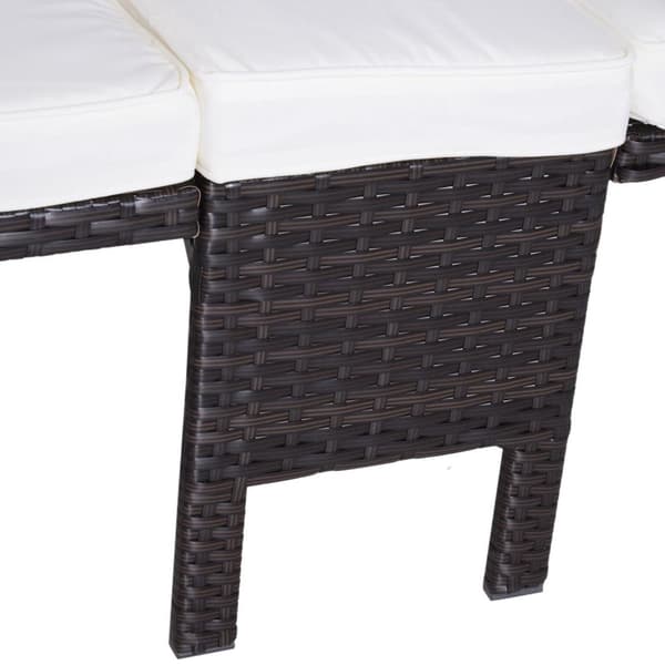 Rootz 3-delt havemøbler - Brun, Hvid - Polyrattan, Metal, Polyester - 63,78 cm x 25,59 cm x 33,86 cm
