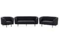 Miniatyrbillede 1 af 11: Sofasæt Sort Polyester 6 Personers Sofagruppe Design Stue Indretning