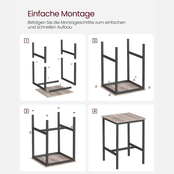 Rootz Barbordsset - Pubbord - Bistrobord - Spånskiva och stål - Greige Black - 60cm x 60cm x 92cm - Lättvikts - Robust - Enkel montering