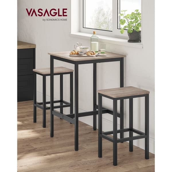 Rootz Barbordsset - Pubbord - Bistrobord - Spånskiva och stål - Greige Black - 60cm x 60cm x 92cm - Lättvikts - Robust - Enkel montering