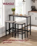 Pikkukuva 2 / 6: Rootz 3-osainen baaripöytäsetti - Pub-pöytä - Tason korkeuspöytä - Lastulevy ja teräs - Greige kirjava muste - 100 cm x 40 cm x 90 cm - 40 cm x 30 cm
