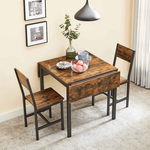 Rootz Vintage ruskea-musta ruokapöytä - lastulevy teräs - taitettava pöytä - maalaismainen pöytä - Heavy Duty - 120 cm x 78 cm x 76,2 cm