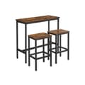 Pikkukuva 1 / 6: Rootz 3-osainen vintage ruskea-musta baaripöytäsetti - lastulevy teräs - pubipöytä - pöytätasokorkeus - keittiöpöytä - 100cm x 40cm x 90cm