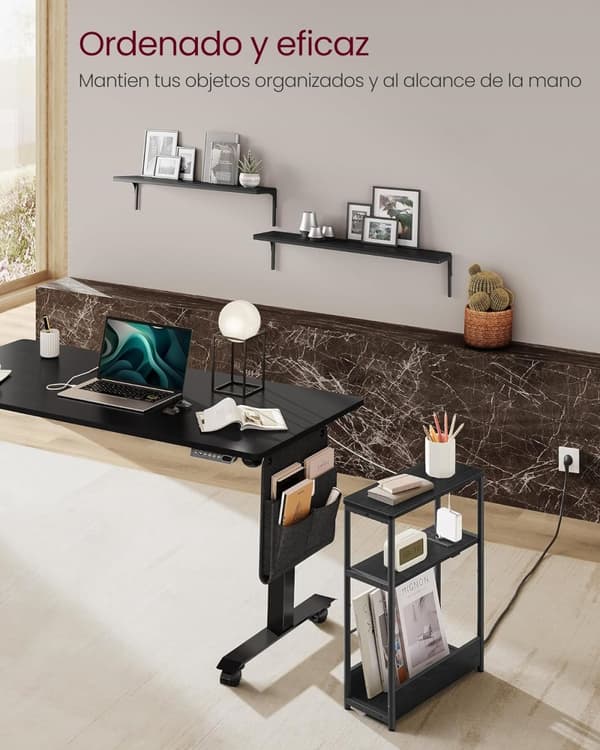 Multi Slot Sidebord Smalt Sidebord med 3 hylder Lille Space Bord med Magasinhylde til Stue Soveværelse Gabine
