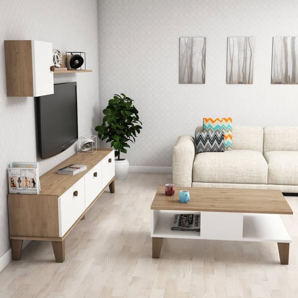 Chic Home Susanna 3-osainen kalustesetti olohuoneeseen, valkoinen/beige