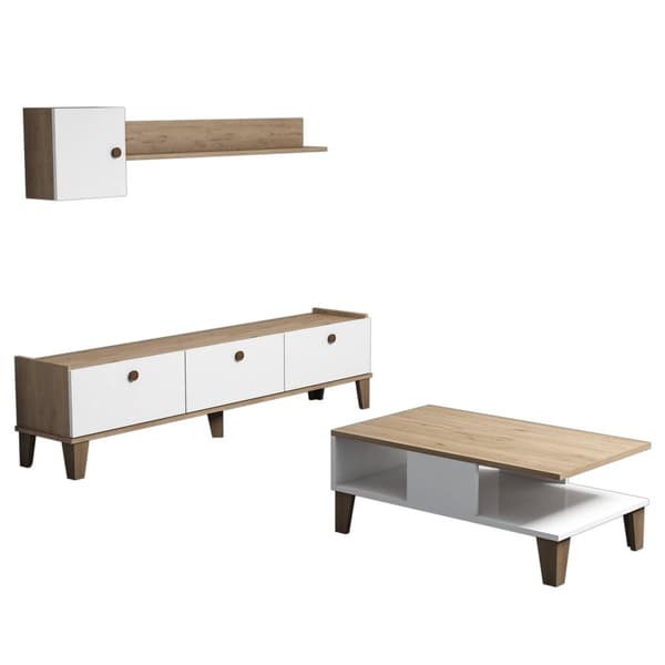 Chic Home Susanna 3-osainen kalustesetti olohuoneeseen, valkoinen/beige