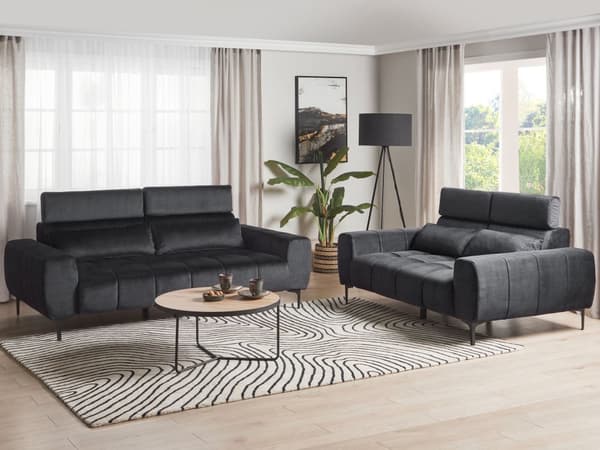 Sofasæt Sort Velour 5 Personers Sofagruppe Design Stue Indretning