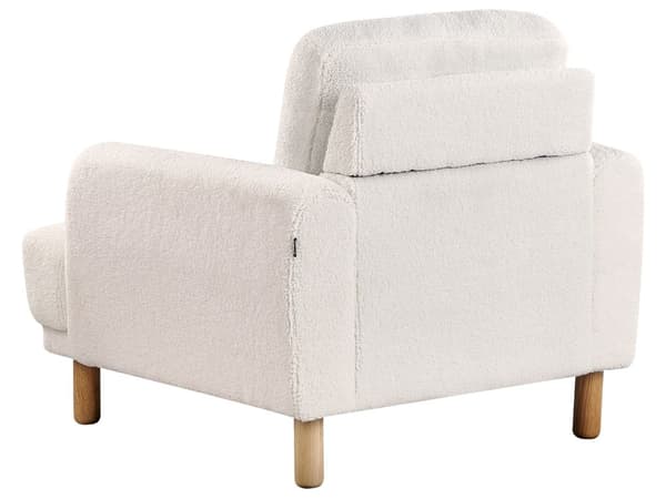 Sohvaryhmä valkoinen bukleekangas verhoiltu puujalat neljälle nappikoristeltu olohuoneen retro minimalistinen tyyli