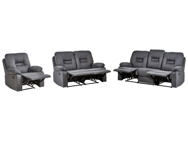 Soffgrupp Recliner 3-sits 2-sits Fåtölj Mörkgrå Manuellt Justerbar Rygg och Fotstöd