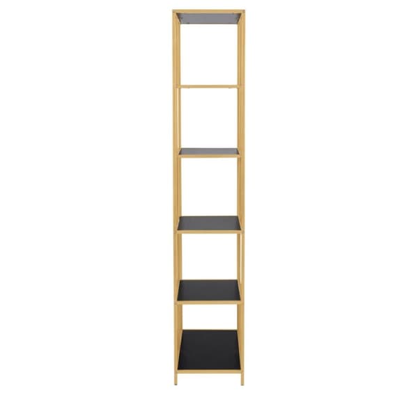 Hylla SEAFORD 77x35xH185cm, svart/guld