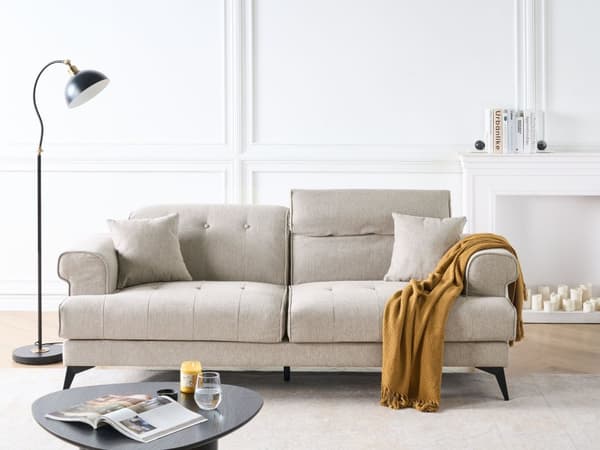 Soffgrupp 3-sits och 2-sits Taupe Tygklädsel med Justerbara Nackstöd Modern Stil Vardagsrumsmöbler