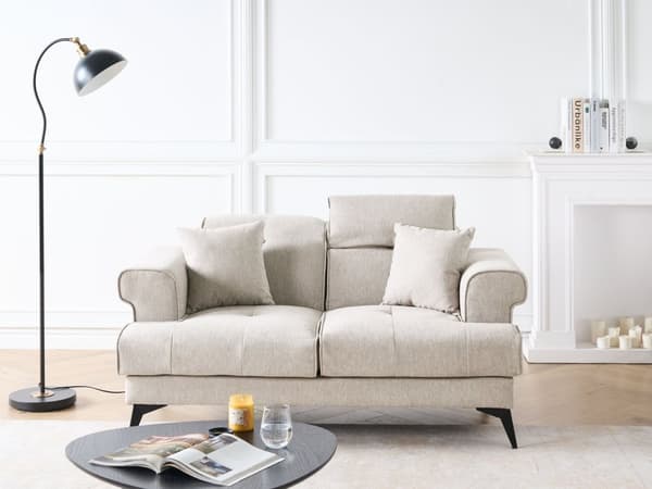 Soffgrupp 3-sits och 2-sits Taupe Tygklädsel med Justerbara Nackstöd Modern Stil Vardagsrumsmöbler