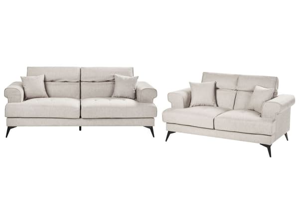 Soffgrupp 3-sits och 2-sits Taupe Tygklädsel med Justerbara Nackstöd Modern Stil Vardagsrumsmöbler