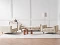 Miniatyrbillede 4 af 11: Sofasæt Beige Polyester 5 Personers Sofagruppe med Lænestole Splitback Sovefunktion Stue Indretning