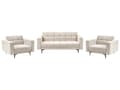 Miniatyrbillede 1 af 11: Sofasæt Beige Polyester 5 Personers Sofagruppe med Lænestole Splitback Sovefunktion Stue Indretning