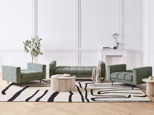 Sofasæt Grøn Polyester 5 Personers Sofagruppe med Lænestole Splitback Sovefunktion Stue Indretning