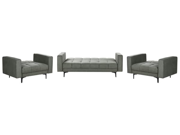 Sofasæt Grøn Polyester 5 Personers Sofagruppe med Lænestole Splitback Sovefunktion Stue Indretning