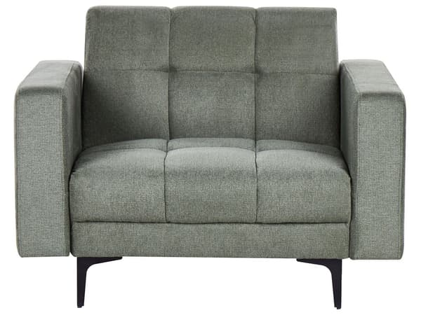 Sofasæt Grøn Polyester 5 Personers Sofagruppe med Lænestole Splitback Sovefunktion Stue Indretning