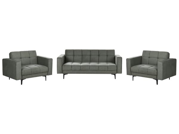 Sofasæt Grøn Polyester 5 Personers Sofagruppe med Lænestole Splitback Sovefunktion Stue Indretning