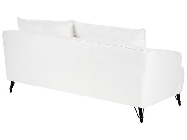 Soffgrupp 5-sits Vit Tuftad Bouclé Träram 2 + 3-sits Soffa Elegant Retrostil Vardagsrum
