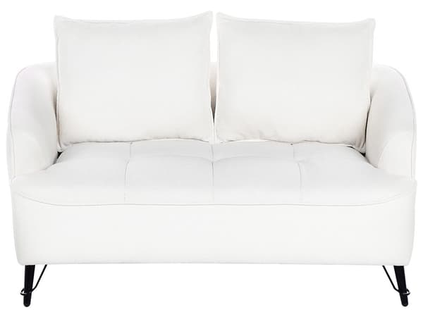 Soffgrupp 5-sits Vit Tuftad Bouclé Träram 2 + 3-sits Soffa Elegant Retrostil Vardagsrum