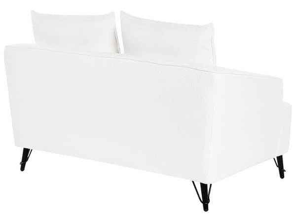 Soffgrupp 5-sits Vit Tuftad Bouclé Träram 2 + 3-sits Soffa Elegant Retrostil Vardagsrum