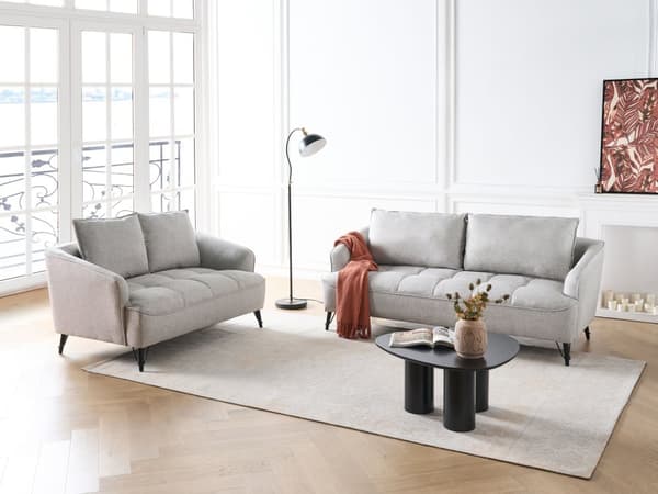 Soffgrupp 2- och 3-sits Grå Tygklädsel Extra Kuddar Modern Stil Vardagsrumsmöbler