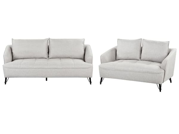 Soffgrupp 2- och 3-sits Grå Tygklädsel Extra Kuddar Modern Stil Vardagsrumsmöbler