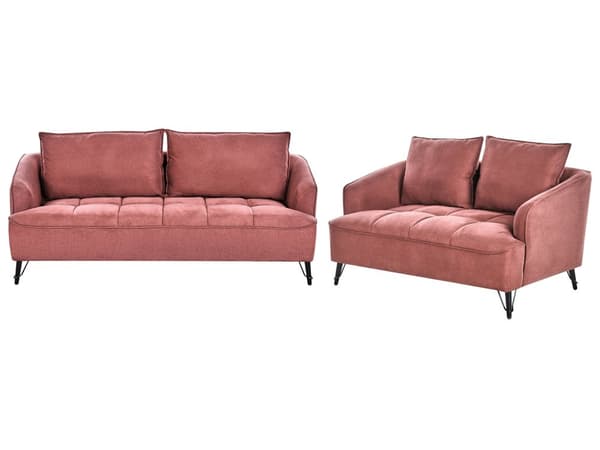 Sofasæt Rød Boucle 3 2 Personers Sofagruppe til Stue Indretning Moderne Siddemøbler