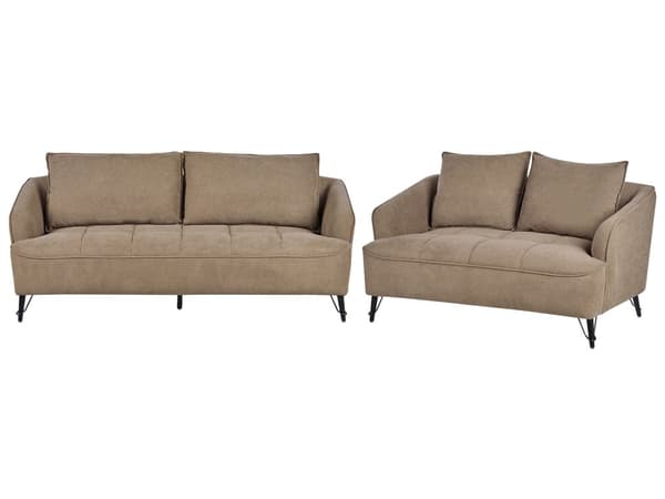 Sofasæt Brun Polyester 3 2 Personers Sofagruppe til Stue Indretning Moderne Siddemøbler