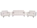 Miniatyrbild 1 av 11: Soffgrupp Off-White Polyester Tyg Klädsel 3-sits och 2 Fåtöljer Lutande Ryggstöd 3 Lägen Klick-Klack