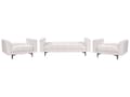 Miniatyrbillede 5 af 11: Sofasæt Off White Polyester 5 Personers Sofagruppe med Lænestole Splitback Sovefunktion Stue Indretning