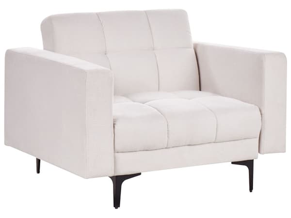 Sofasæt Off White Polyester 5 Personers Sofagruppe med Lænestole Splitback Sovefunktion Stue Indretning