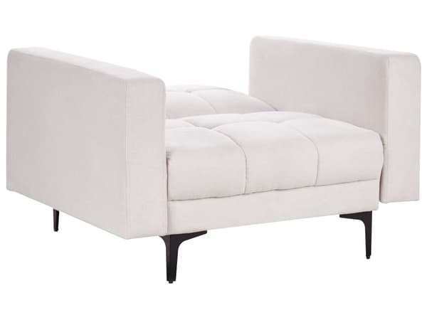 Sofasæt Off White Polyester 5 Personers Sofagruppe med Lænestole Splitback Sovefunktion Stue Indretning