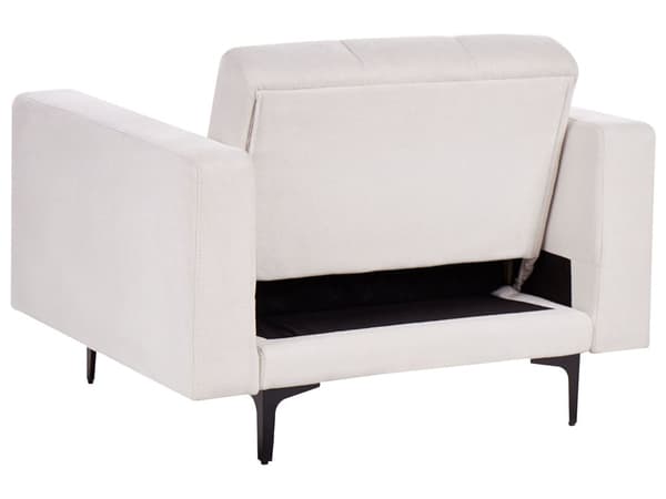 Sofasæt Off White Polyester 5 Personers Sofagruppe med Lænestole Splitback Sovefunktion Stue Indretning