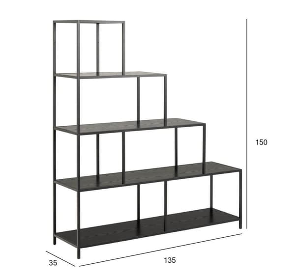 Shelf SEAFORD 135x35xH150cm, black