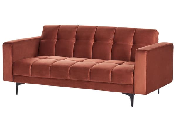 Sofasæt Rød Velour 5 Personers Sofagruppe med Lænestole Splitback Sovefunktion Stue Indretning