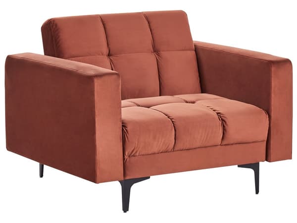 Sofasæt Rød Velour 5 Personers Sofagruppe med Lænestole Splitback Sovefunktion Stue Indretning