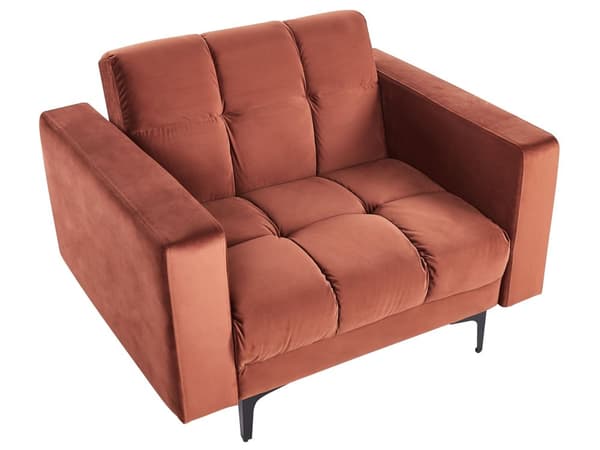 Sofasæt Rød Velour 5 Personers Sofagruppe med Lænestole Splitback Sovefunktion Stue Indretning