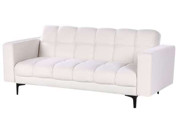 Sofasæt Hvid Boucle 5 Personers Sofagruppe med Lænestole Splitback Sovefunktion Stue Indretning