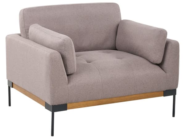 Soffgrupp Taupe Polyester Tyg Järn Svarta Ben 3-sits 2-sits Fåtölj Stoppad Vardagsrumsmöbler