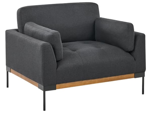 Soffgrupp Svart Polyester Tyg Järn Svarta Ben 3-sits 2-sits Fåtölj Stoppad Vardagsrumsmöbler