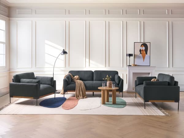 Sofasæt Sort Polyester 6 Personers Sofagruppe Design Stue Indretning