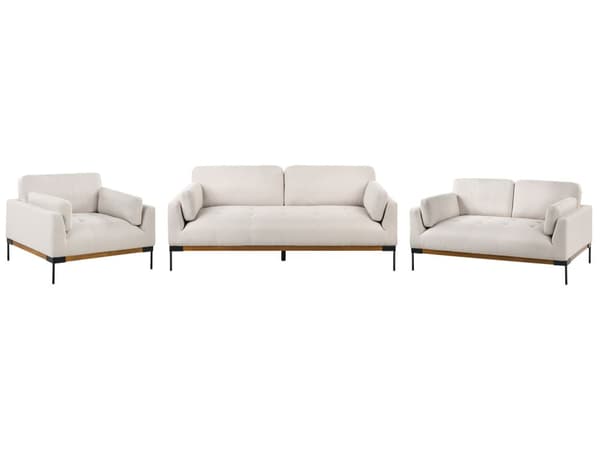 Sofasæt Lys Beige Polyester 6 Personers Sofagruppe Design Stue Indretning